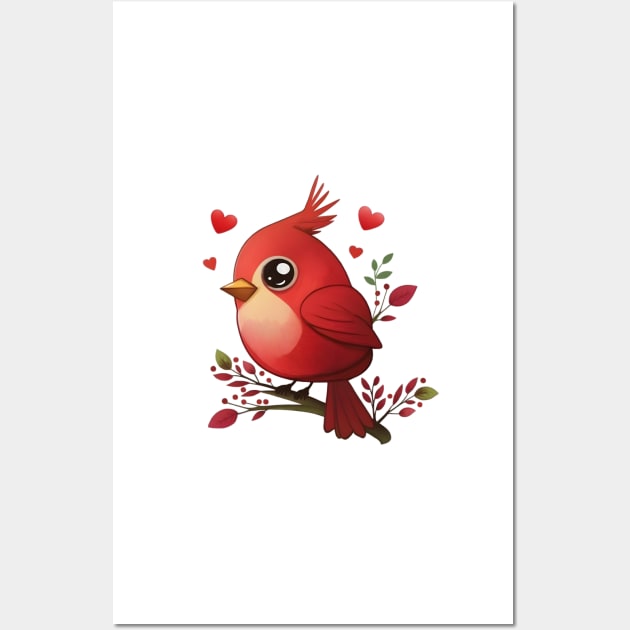 Lovey-Dovey Red Cardinal Wall Art by Anicue